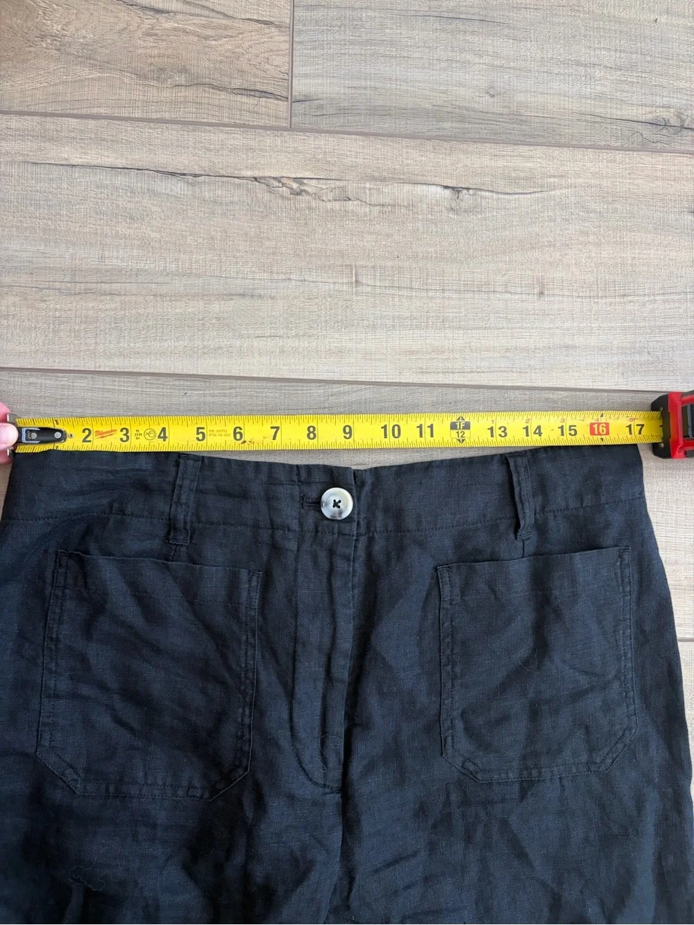Quince 100% European Linen Patch Pocket Wide Leg Pants Black 12
